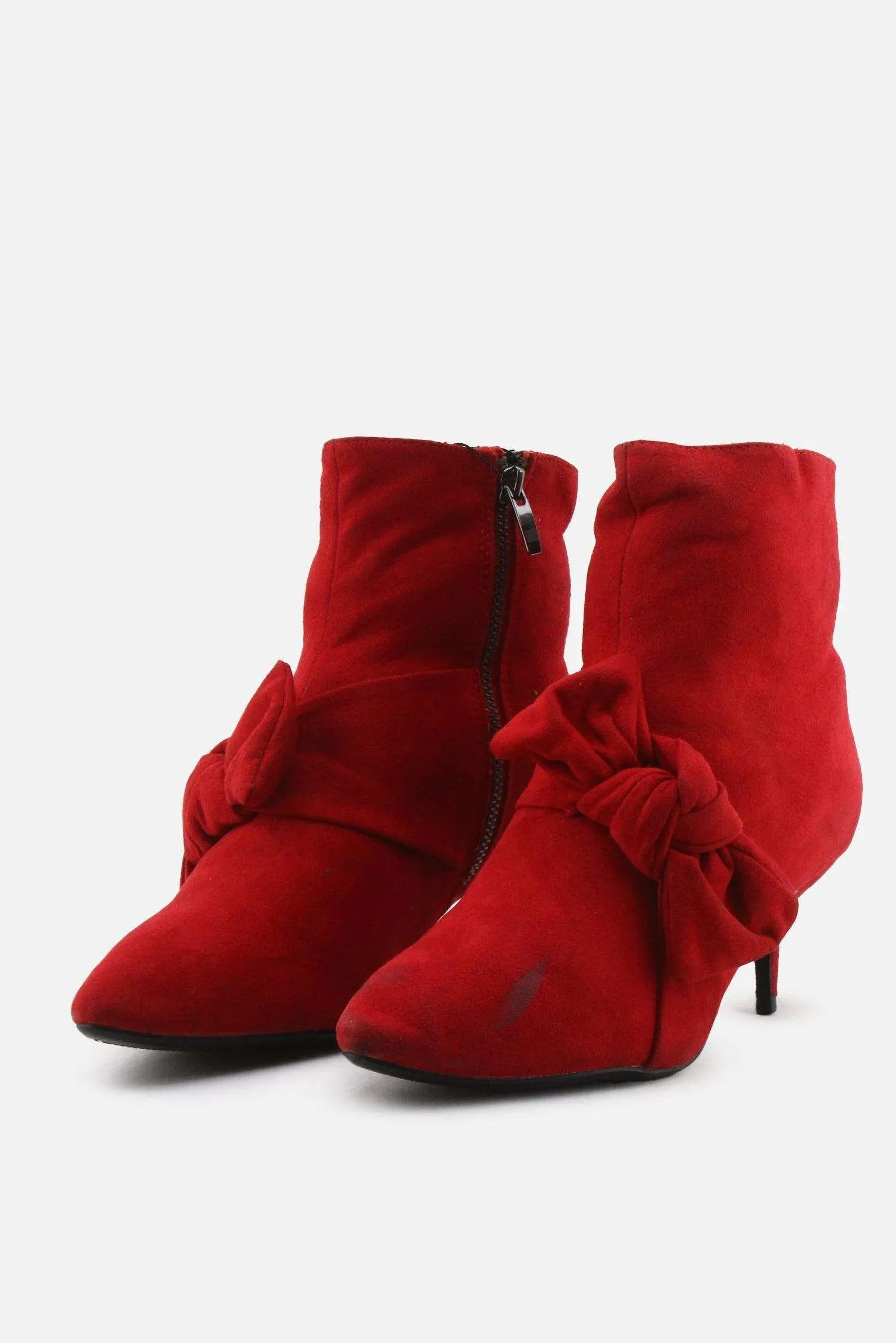 Bershka Zipper Kitten Ankle Boots | Suede