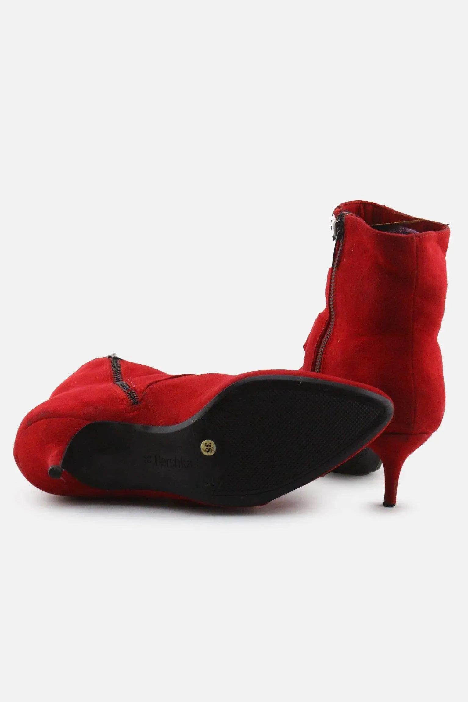 Bershka Zipper Kitten Ankle Boots | Suede
