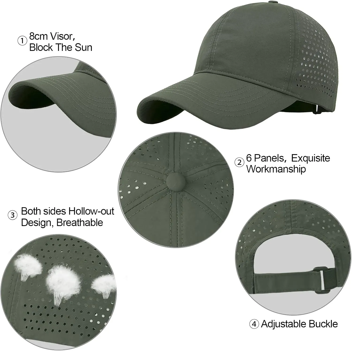 Enwokran Men Quick Dry Sport Baseball Cap, Athletic Fitted Cap Mesh Adjustable Plain Hat Running Trucker Hat for Women