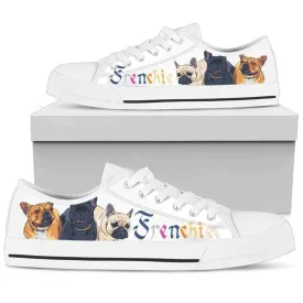 Frenchie Sneakers Low Top Shoes For French Bulldog Lover, Dog Printed Shoes, Canvas Shoes For Men, Women