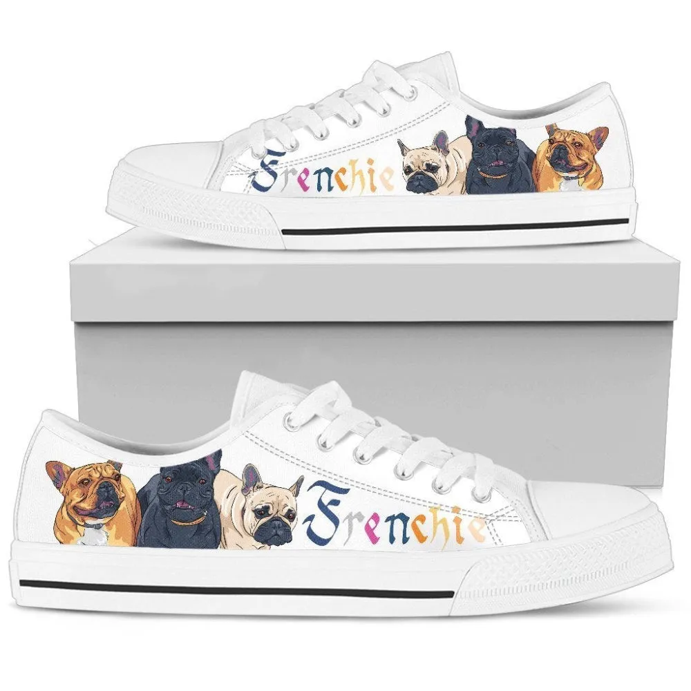 Frenchie Sneakers Low Top Shoes For French Bulldog Lover, Dog Printed Shoes, Canvas Shoes For Men, Women