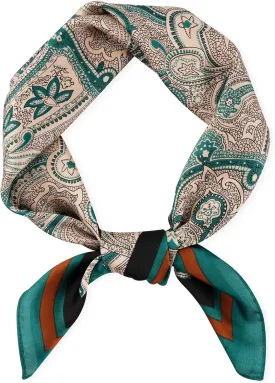 GERINLY Vintage Silk Feel Square Scarf for Men Satin Bandana Tiny Pattern Print Neckerchief Geometry Head Scarf