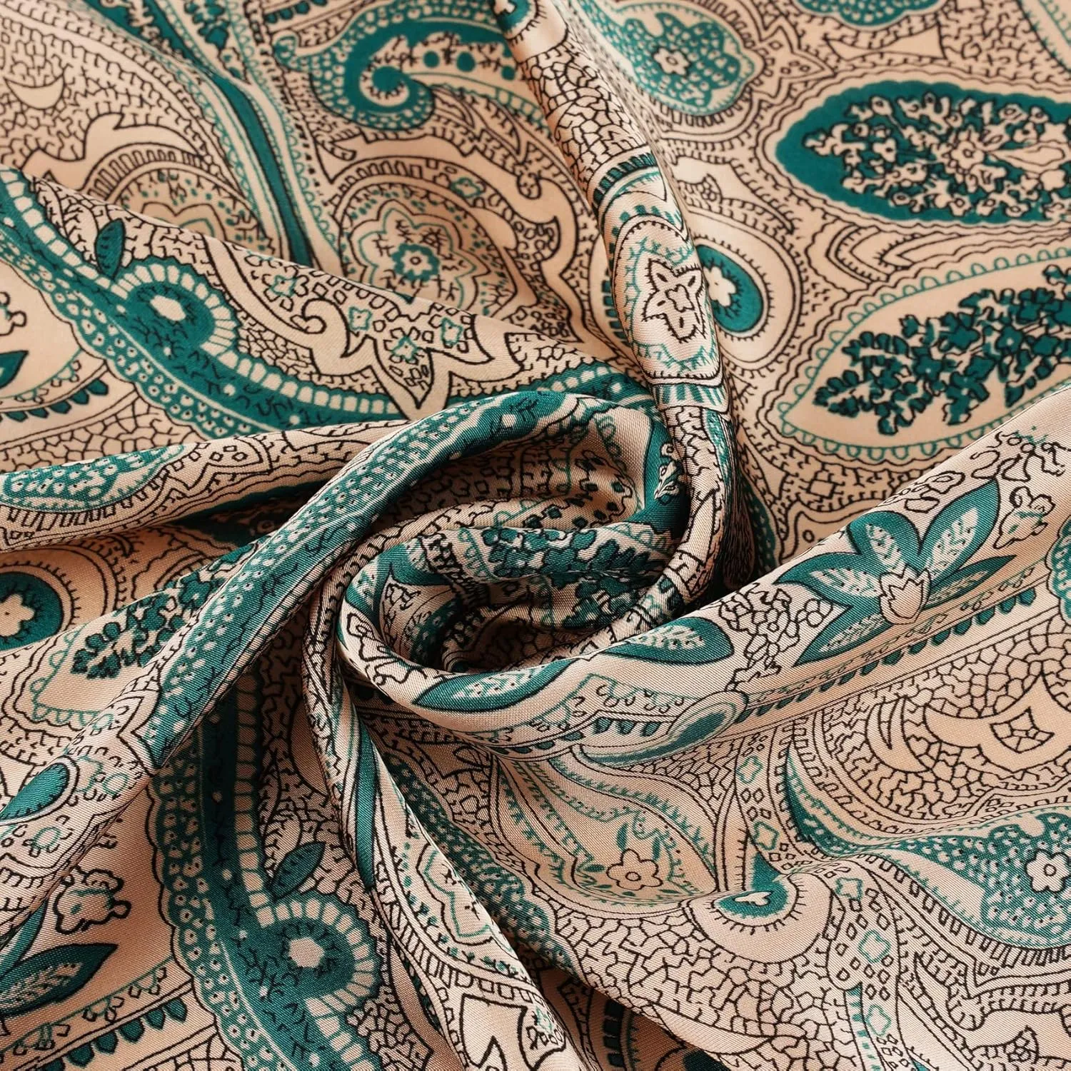 GERINLY Vintage Silk Feel Square Scarf for Men Satin Bandana Tiny Pattern Print Neckerchief Geometry Head Scarf