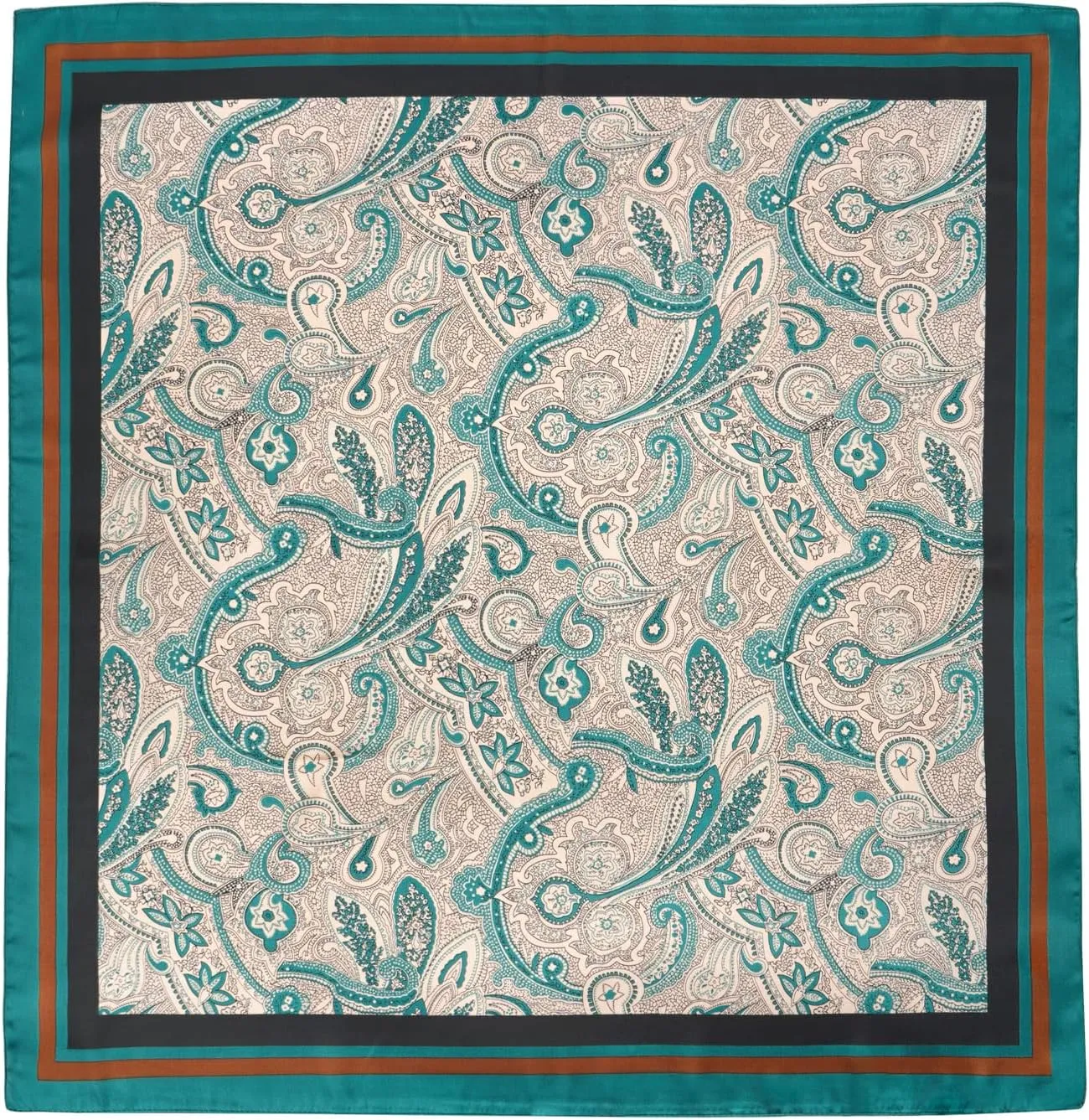 GERINLY Vintage Silk Feel Square Scarf for Men Satin Bandana Tiny Pattern Print Neckerchief Geometry Head Scarf