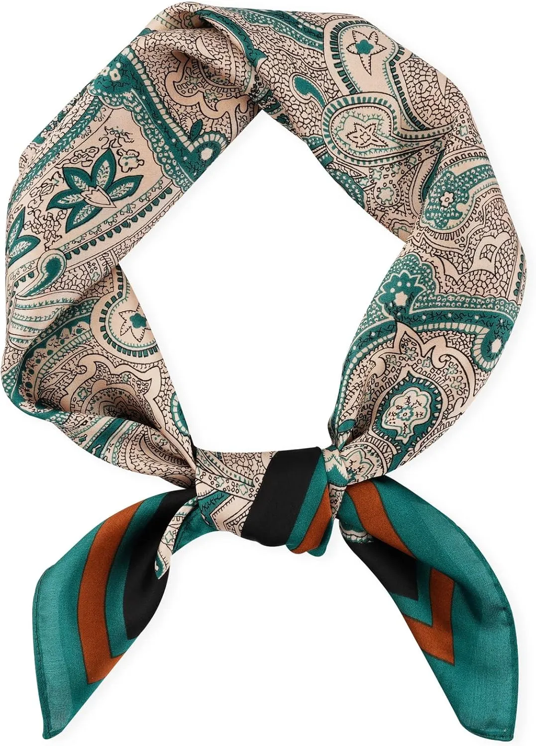 GERINLY Vintage Silk Feel Square Scarf for Men Satin Bandana Tiny Pattern Print Neckerchief Geometry Head Scarf