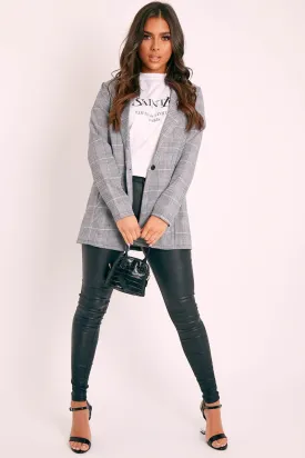 Grey Check Single Breasted Blazer - Emorie