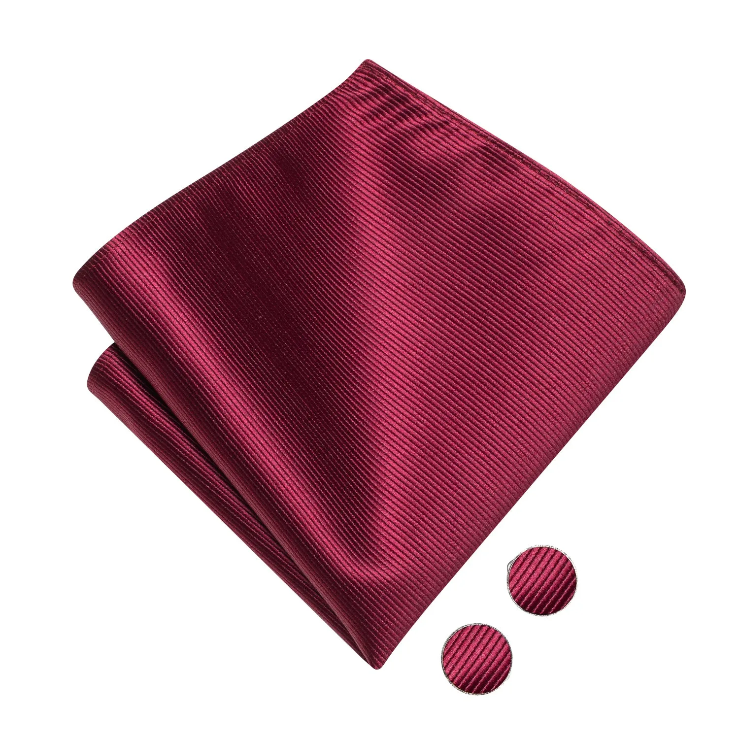 Hi-Tie Burgundy Red Striped Pre-tied Mens Bow Tie Hanky Cufflinks Set