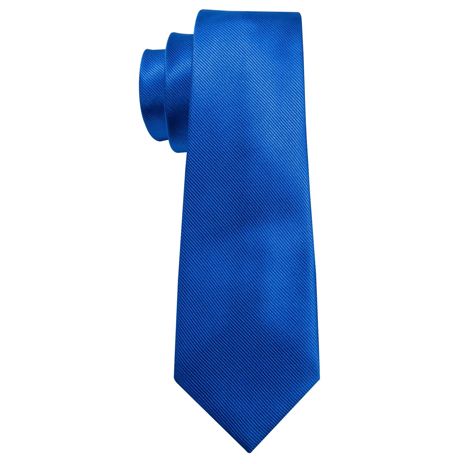 Hi-Tie Classic Blue Solid Silk Men's Tie Pocket Square Cufflinks Set