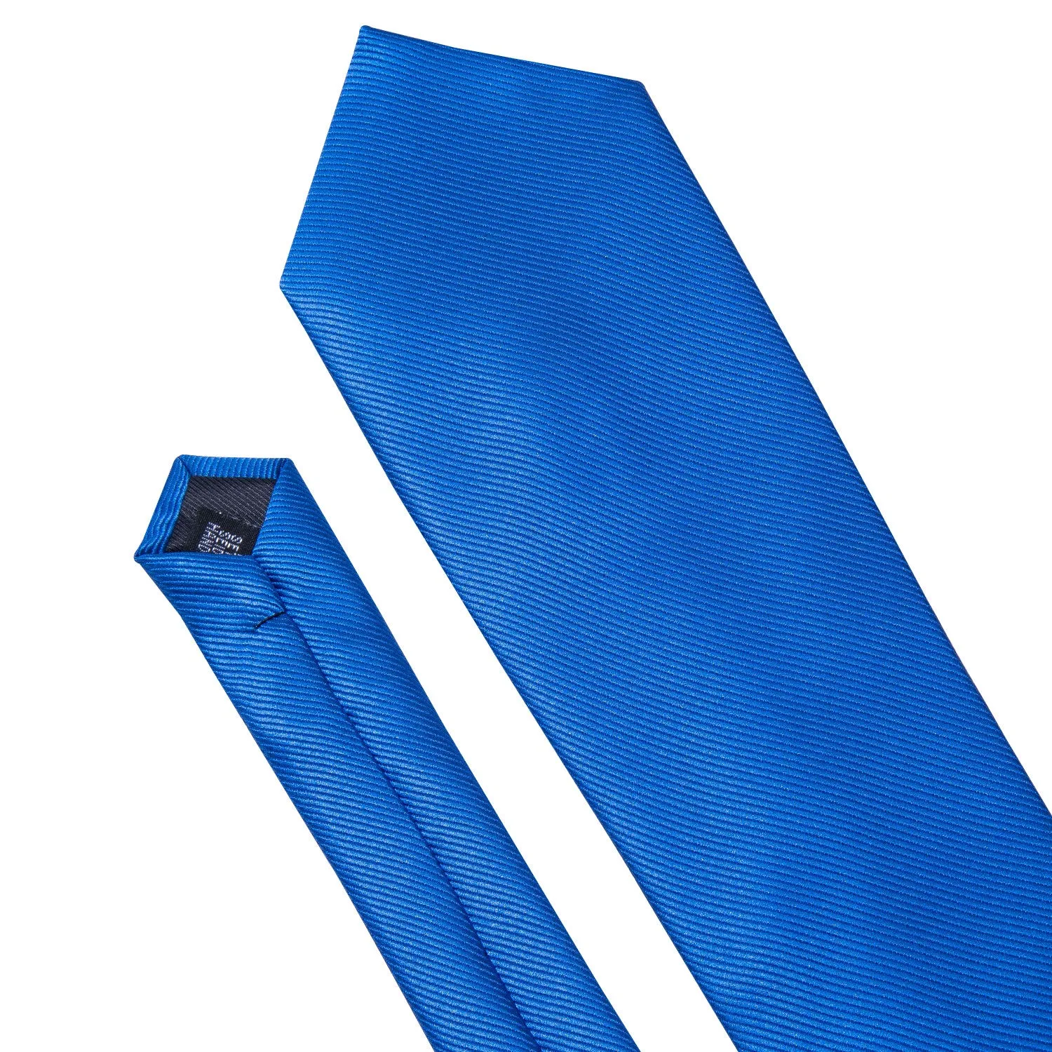 Hi-Tie Classic Blue Solid Silk Men's Tie Pocket Square Cufflinks Set