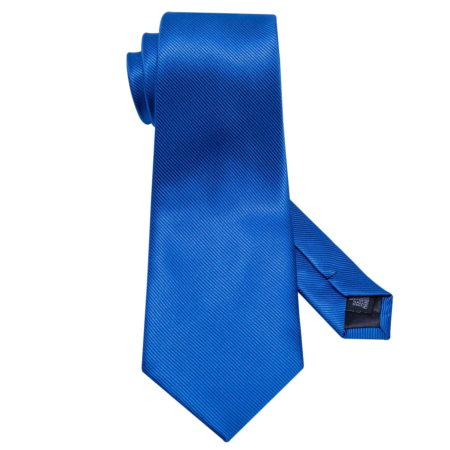 Hi-Tie Classic Blue Solid Silk Men's Tie Pocket Square Cufflinks Set
