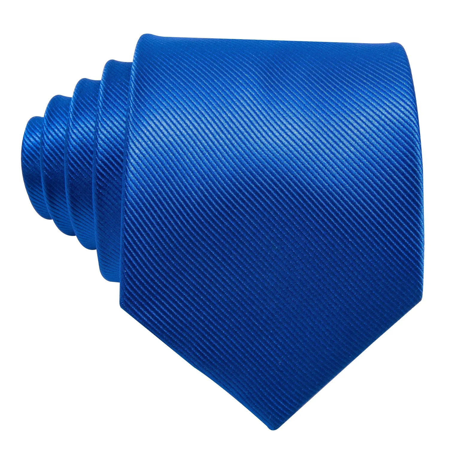 Hi-Tie Classic Blue Solid Silk Men's Tie Pocket Square Cufflinks Set