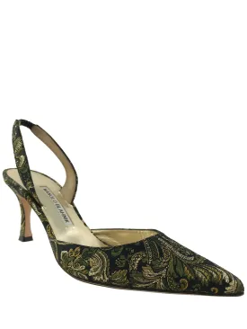 Manolo Blahnik Jacquard Carolyne Slingback Pump Size 9.5