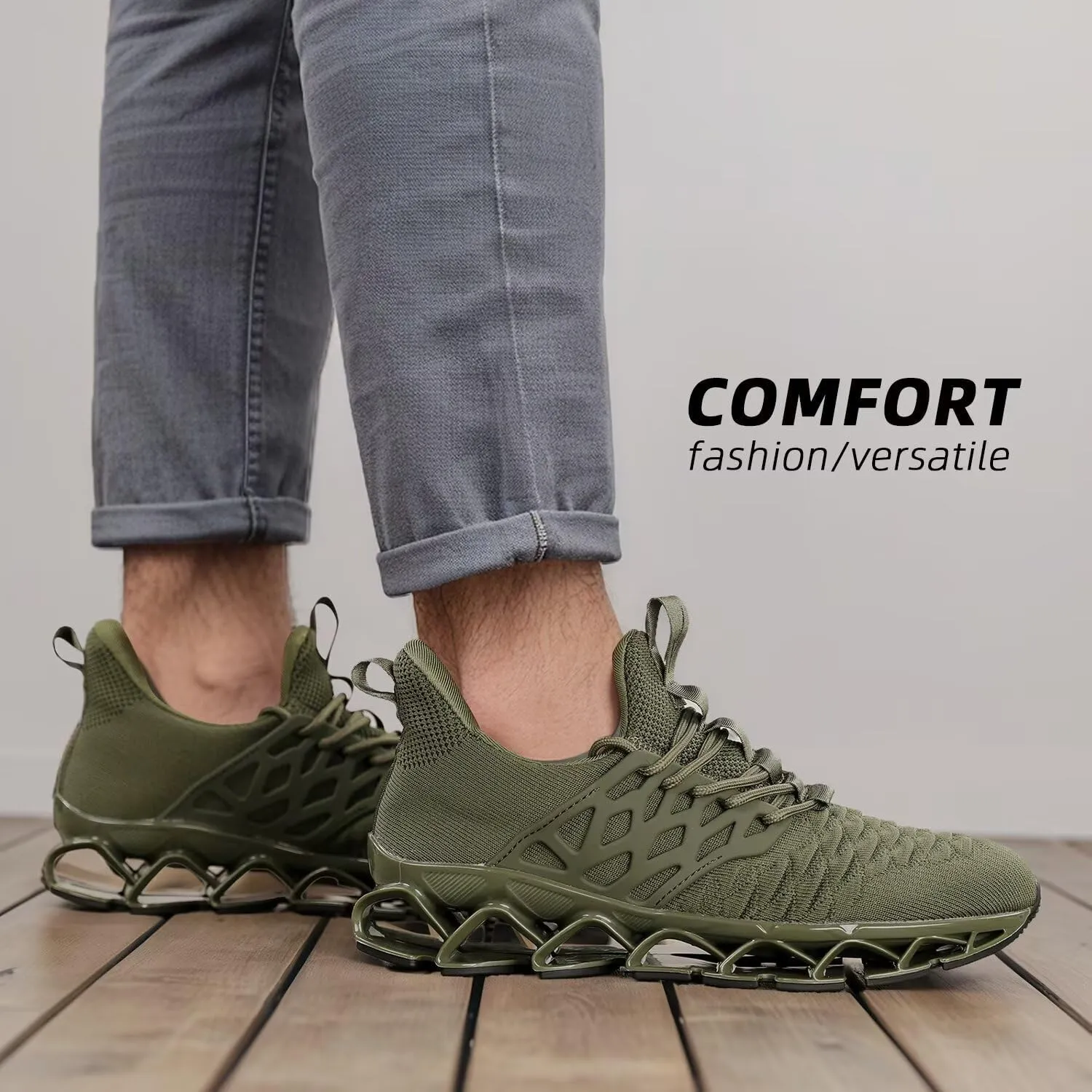 Mens Slip on Walking Shoes Running Blade Tennis Casual Fashion Sneakers Comfortable Non Slip Gym Athletic Sport Trainers