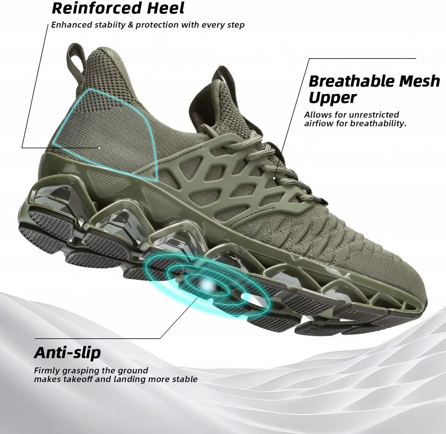 Mens Slip on Walking Shoes Running Blade Tennis Casual Fashion Sneakers Comfortable Non Slip Gym Athletic Sport Trainers