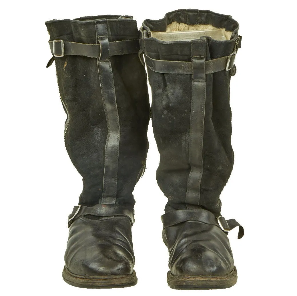 Original German WWII 1940 Luftwaffe Dual-Zip Pilot Boots