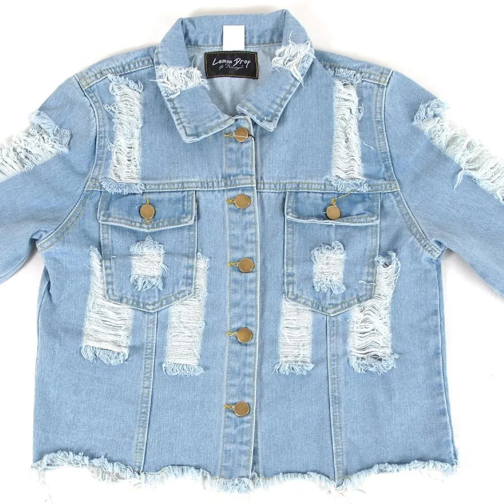 Parker Distress Sleeve Denim Jacket