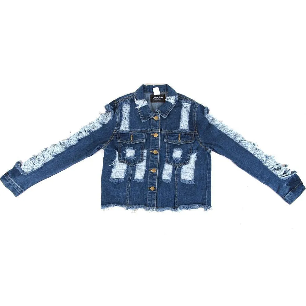 Parker Distress Sleeve Denim Jacket