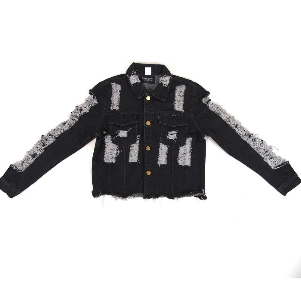 Parker Distress Sleeve Denim Jacket