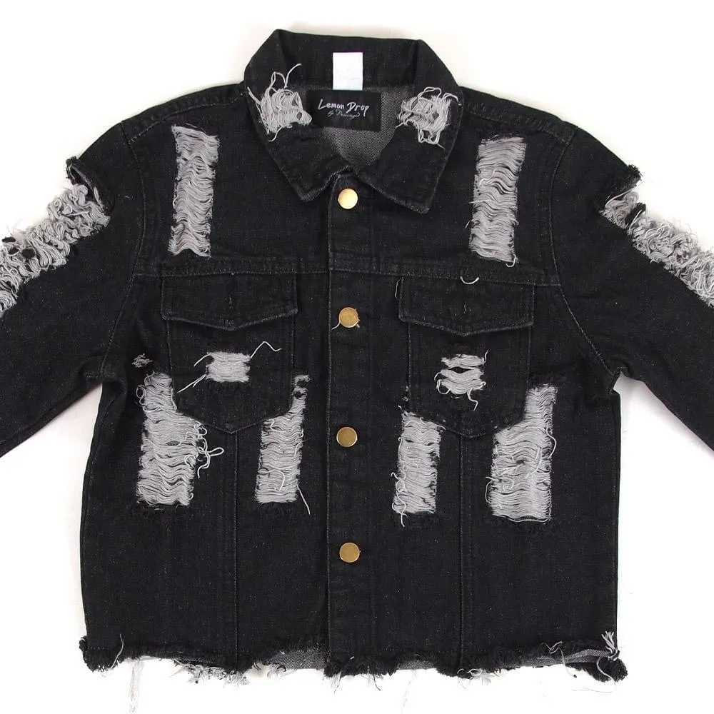 Parker Distress Sleeve Denim Jacket