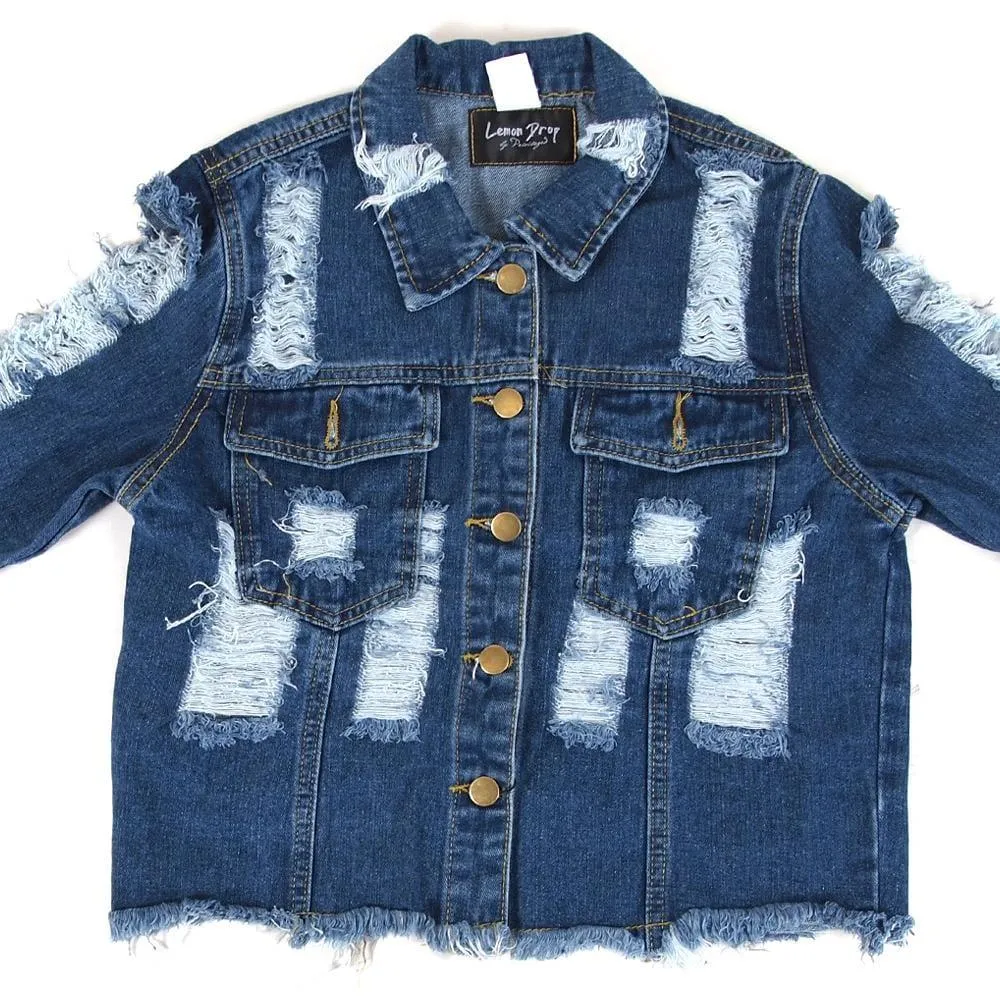 Parker Distress Sleeve Denim Jacket