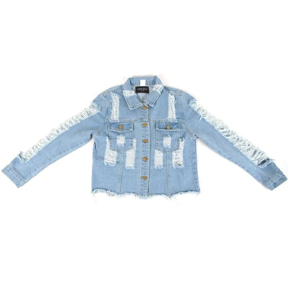 Parker Distress Sleeve Denim Jacket