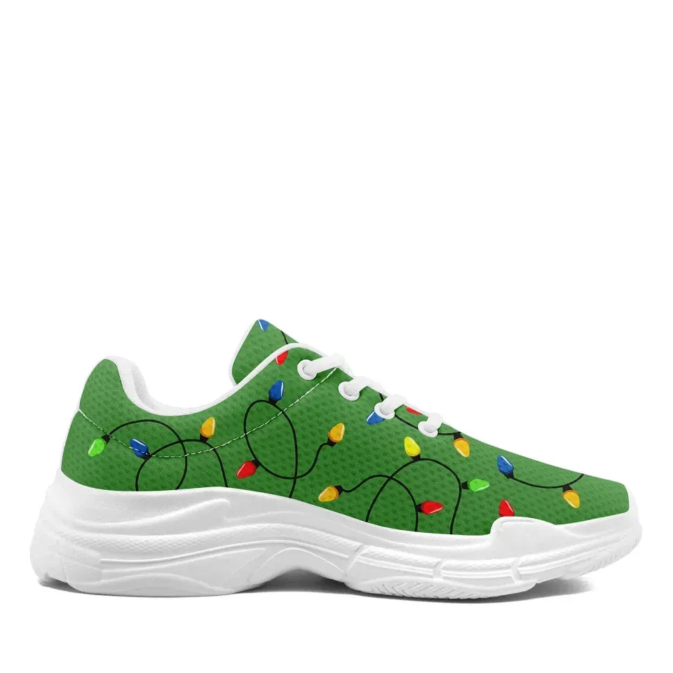 Personalized Xmas Fashion Sneakers, Custom Cheer Holidays Shoes, Breathable Chunky Shoes , Best Christmas Gift