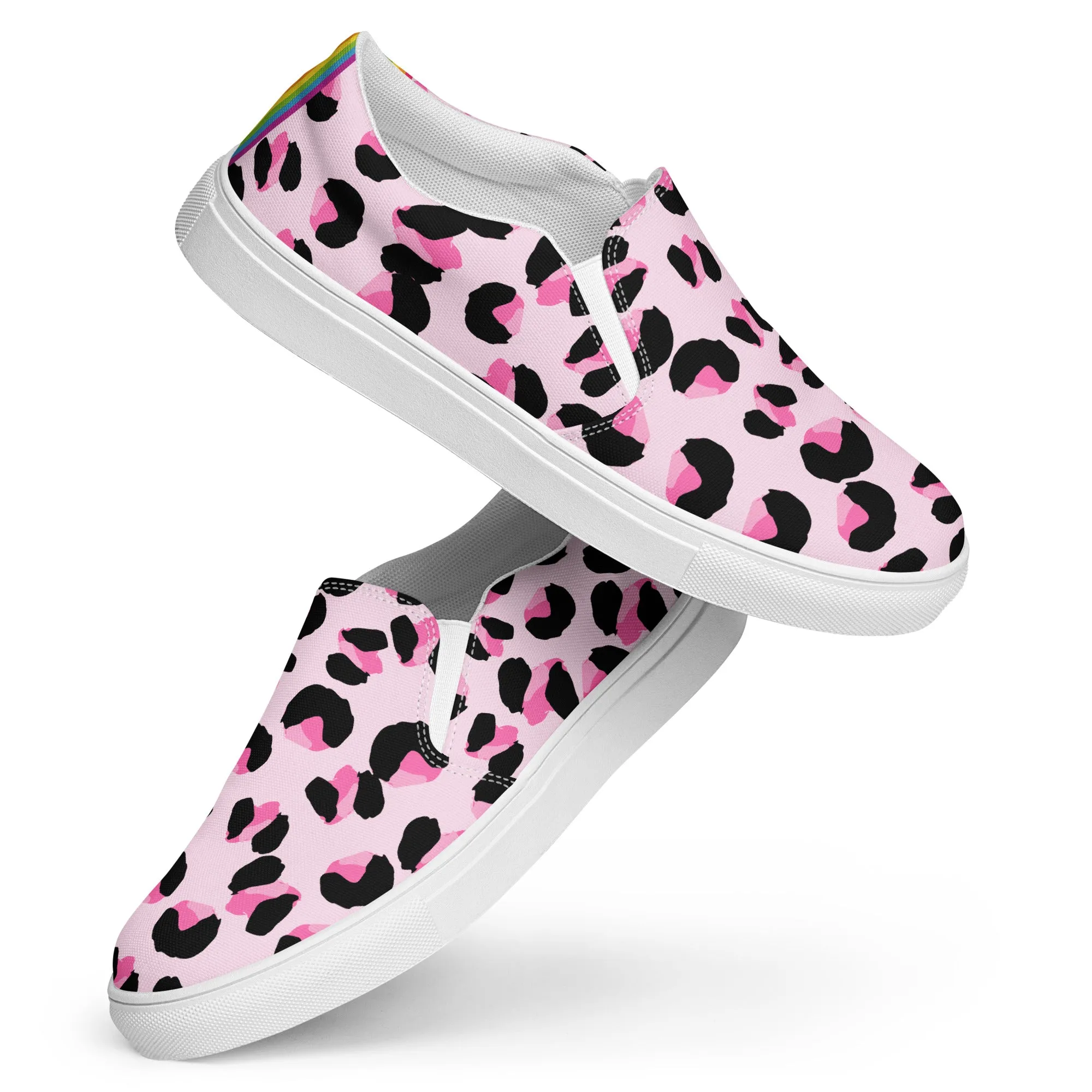 Rainbow Pink Leopard Print Slip-on Shoes (male sizes)