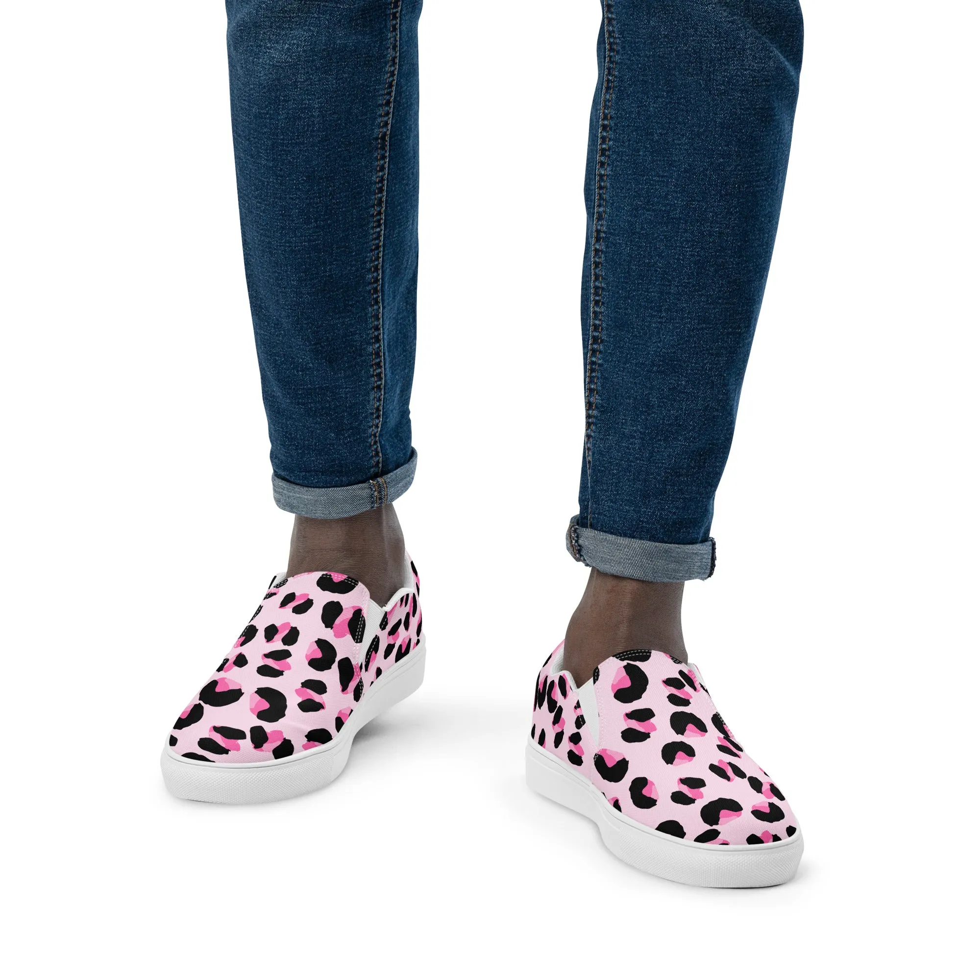 Rainbow Pink Leopard Print Slip-on Shoes (male sizes)