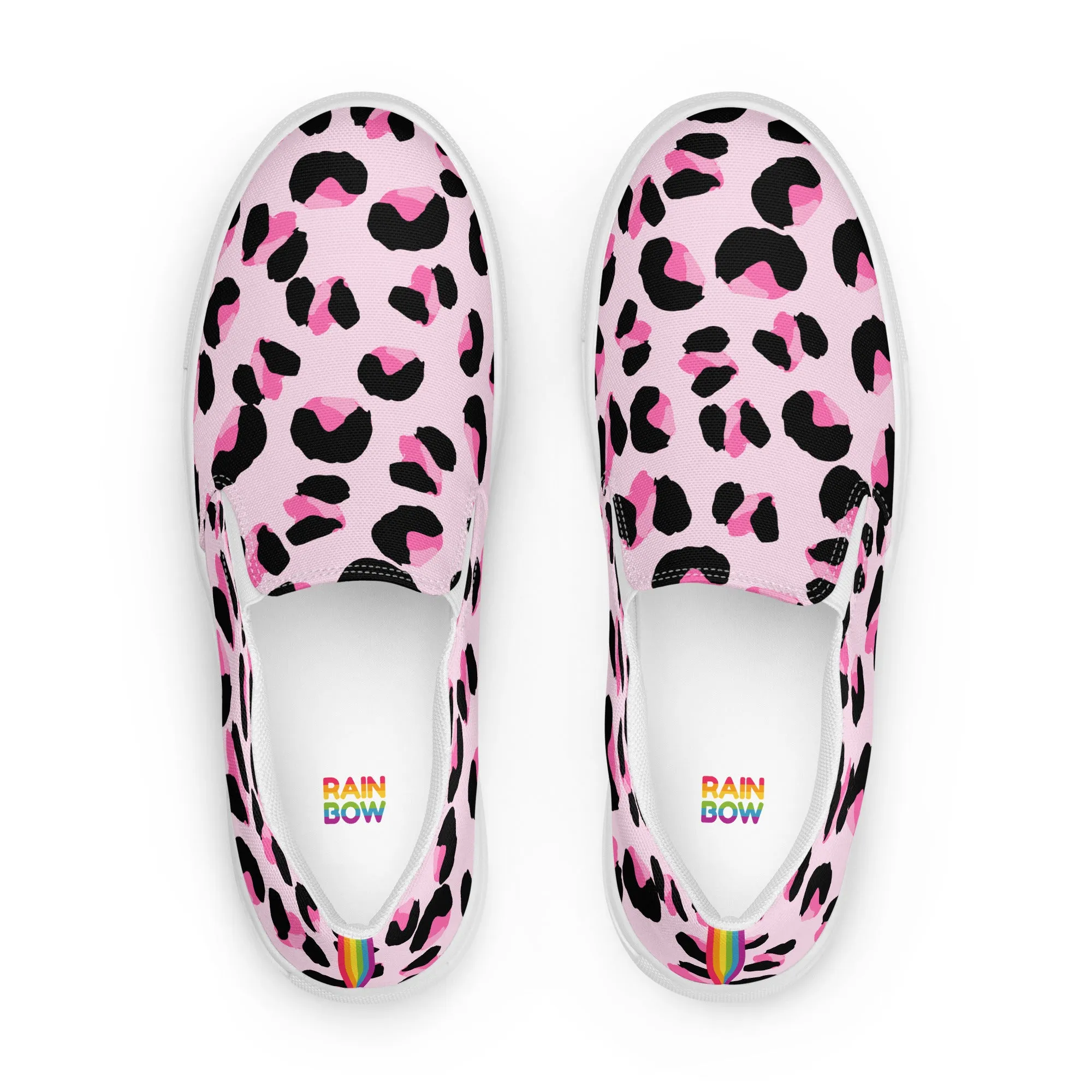 Rainbow Pink Leopard Print Slip-on Shoes (male sizes)