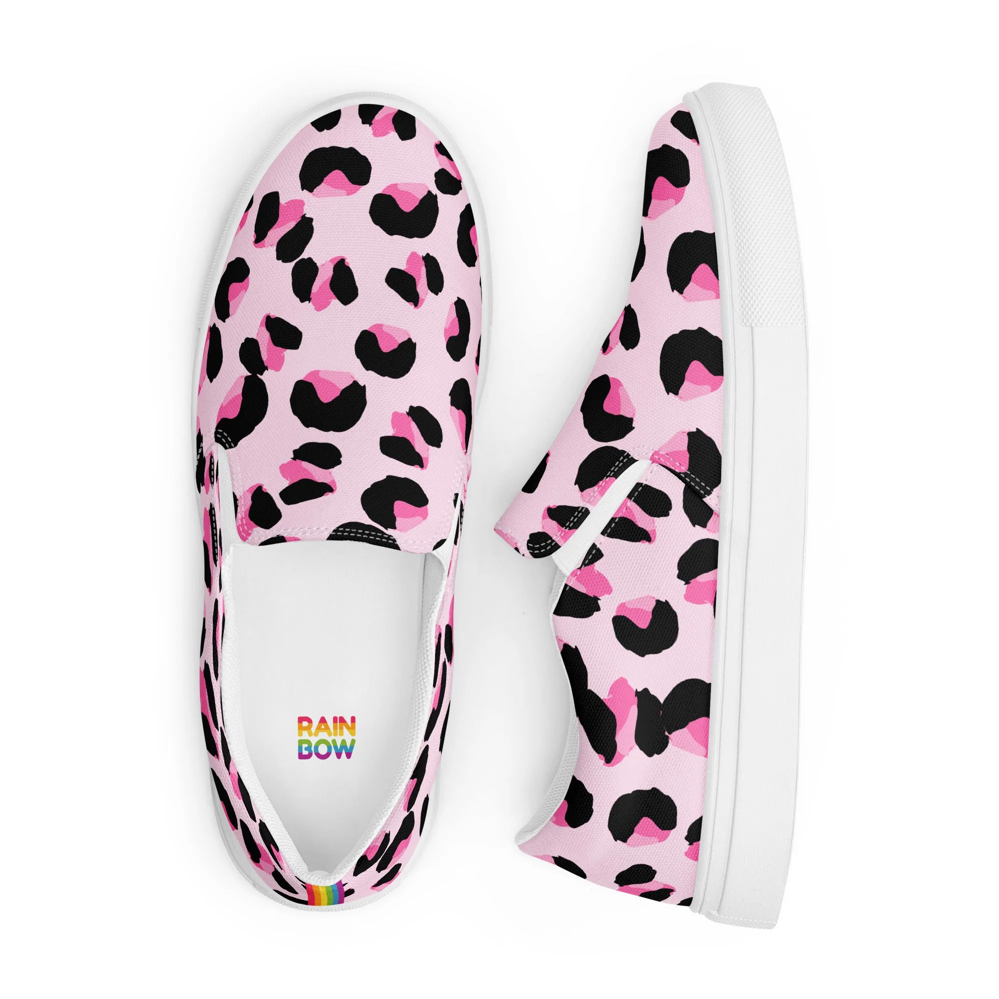 Rainbow Pink Leopard Print Slip-on Shoes (male sizes)