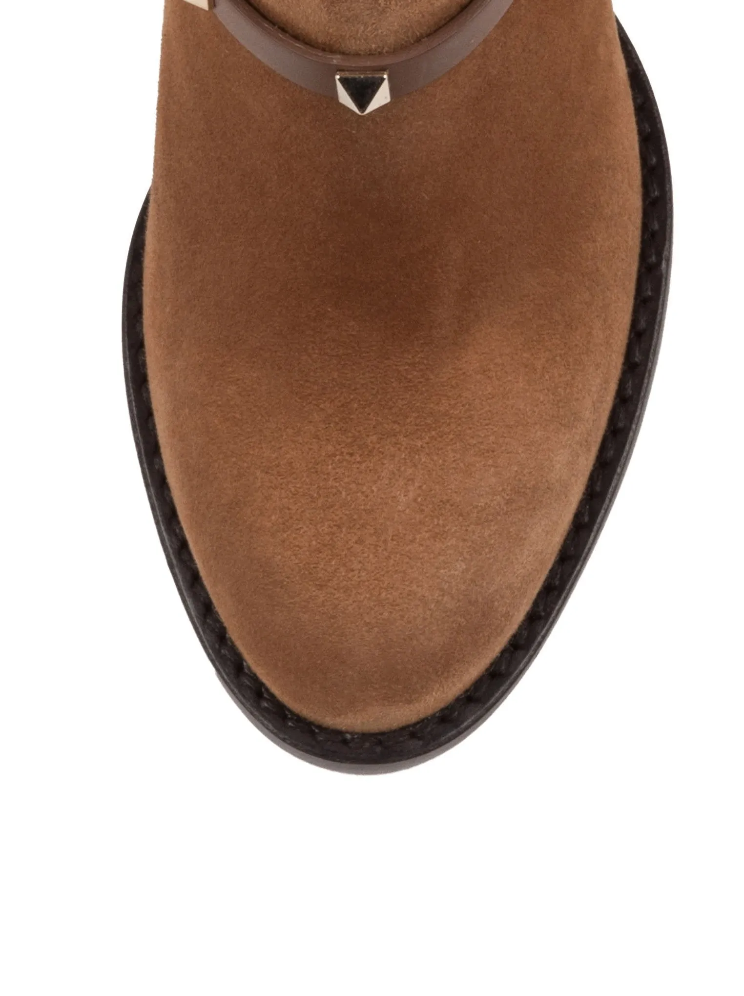 Rockstud Suede Ankle Boots - Tan