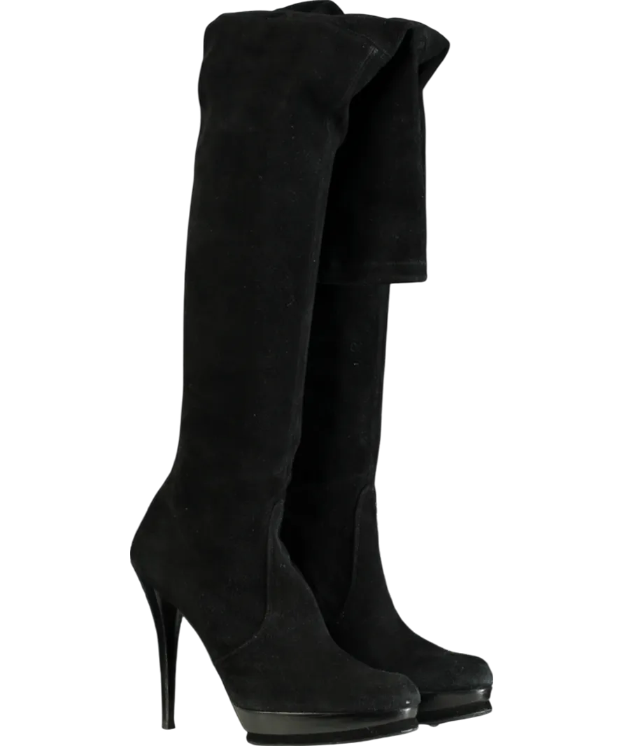 Stuart Weitzman Black Suede Over-the-knee Heeled Boots UK 8 EU 41 👠