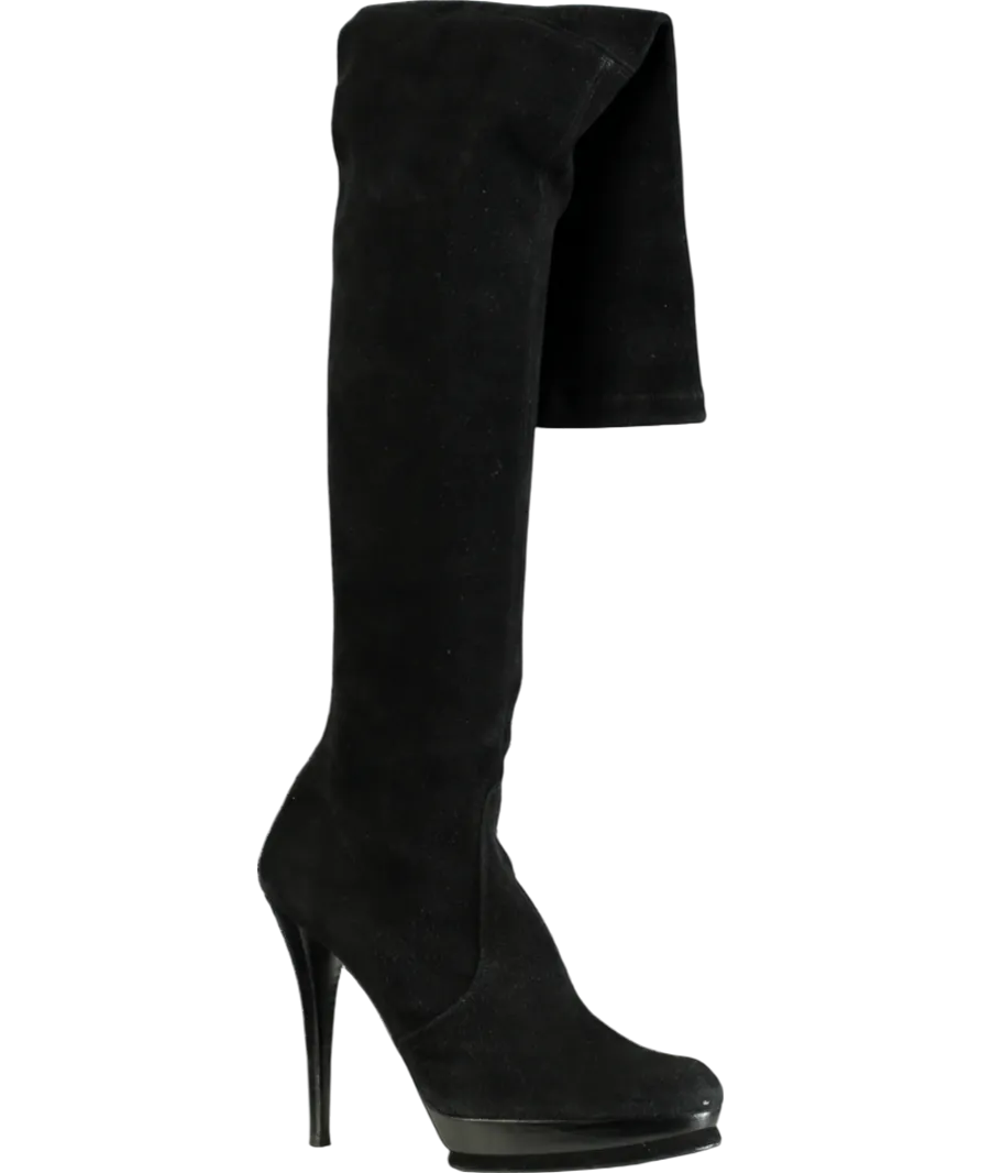 Stuart Weitzman Black Suede Over-the-knee Heeled Boots UK 8 EU 41 👠